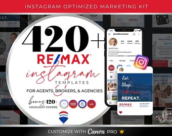 RE/MAX Real Estate Canva Templates, Realtor Instagram Posts + Highlight Covers, Real Estate Marketing, REMAX Branded Templates