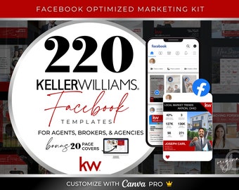 Keller Williams Canva Templates, Real Estate Facebook Marketing, KellerWilliams Brand Social Media, KW Facebook Post Templates