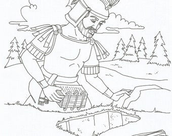 Dibujo del Libro de Mormón para colorear / Mormón y las planchas de oro