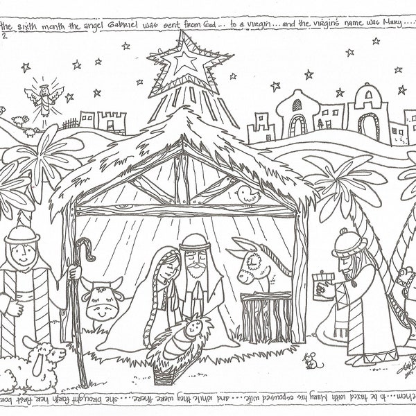 Printable Nativity Coloring Page - Etsy