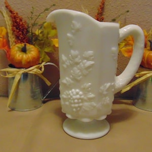Vintage Heavy Westmoreland White Milk glass Pitcher