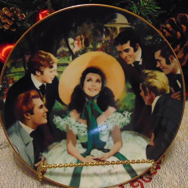 Beautiful Howard Rogers Scarlet and Her Suitors Gone with the Wind Plate, first edition Pre-Owned.