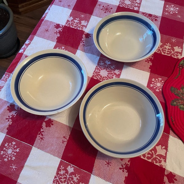 Stoneware Blue Banded Bowls