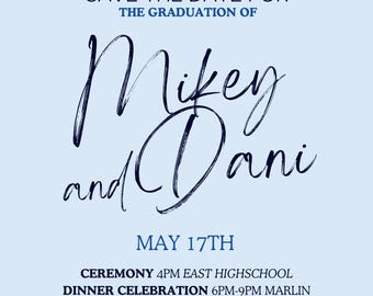 Graduation Save the Date Invitation Template | Editable Canva Design | Blue Modern Script Graduation Announcement | Printable Grad Invite
