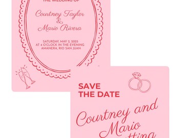 Retro Wedding Invitation & Save the Date Bundle | Editable Canva Templates | Digital Download