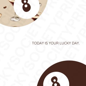 8-Ball Art Print "Today is Your Lucky Day" - Espresso Martini Design, Modern Wall Decor, Chic Room Aesthetic