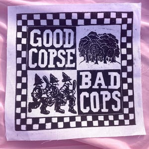 Good Copse Bad Cops Lino Print Patch