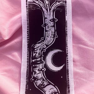 Eye Moon Tree Lino Print patch