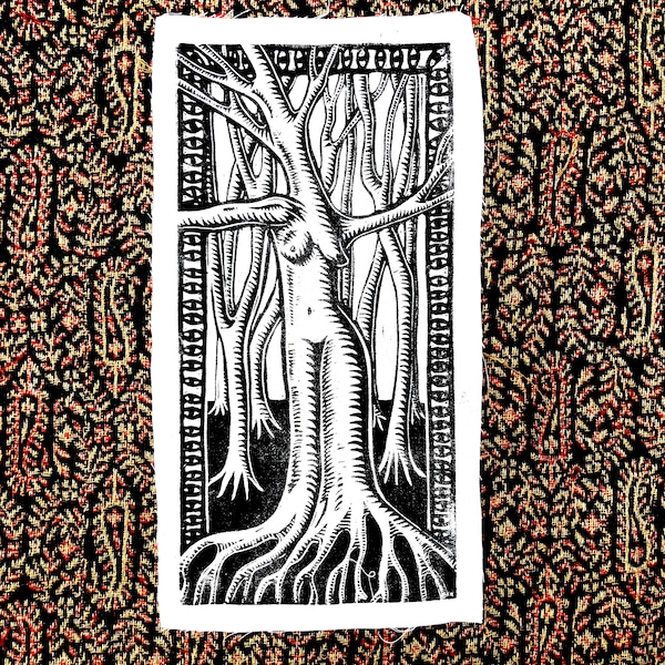 Tree Protector Lino Print Patch