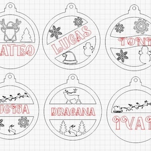 Digital Personalised Christmas Ornament Custom Family Ornament Engraved Wood Ornament with Name Ornament Holiday Christmas Ornament