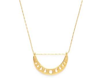 Phases of the Moon Necklace in Gold