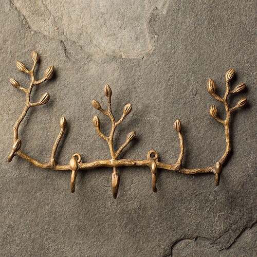 Antiqued Brass Key Holder Wall Hooks Etsy