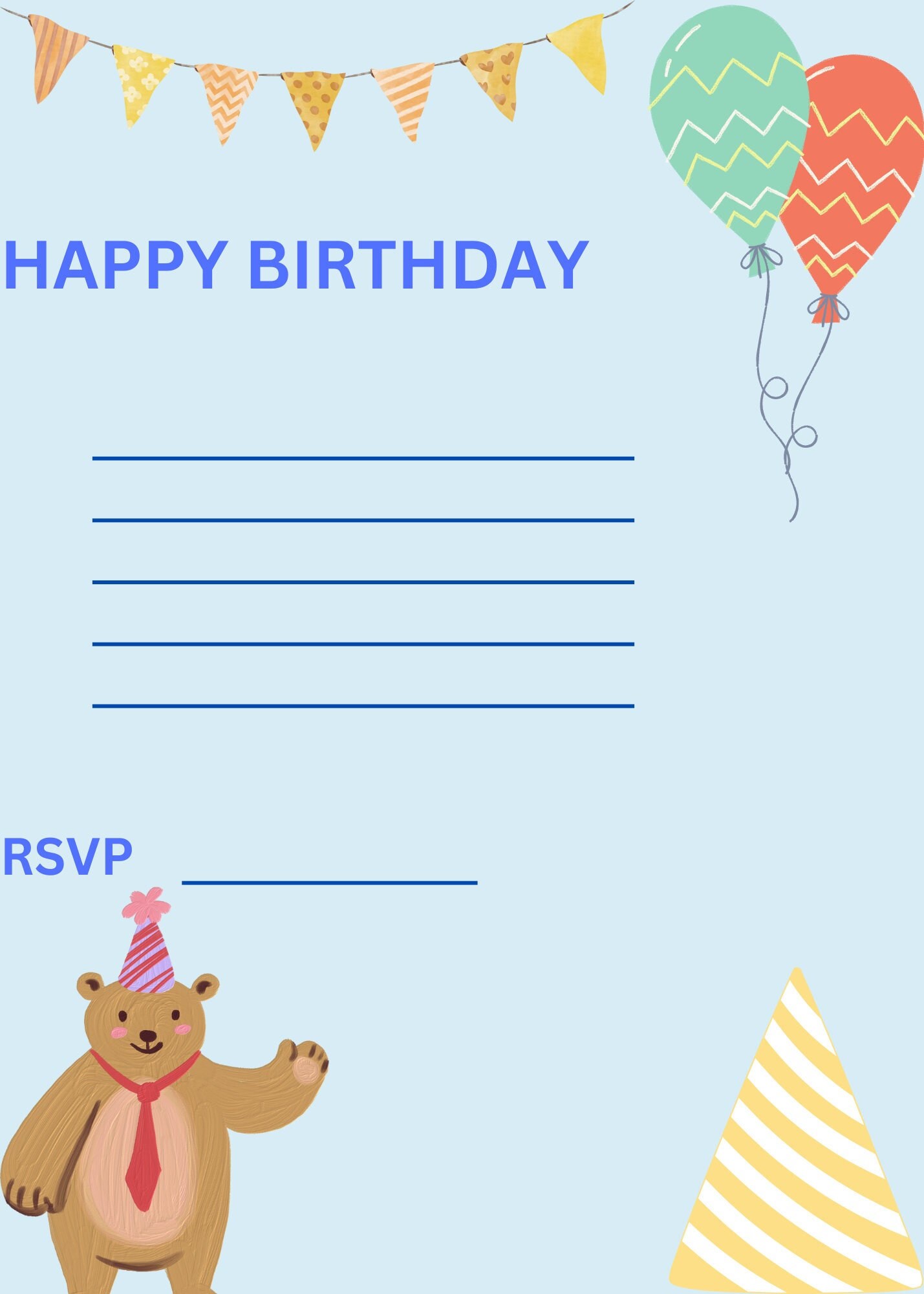 Printable Kids Party Invitation - Etsy