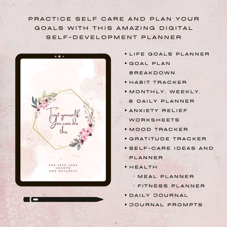 Self Care Planner Habit Tracker Fitness Planner Gratitude Journal ...