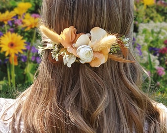 Peach Floral Wedding Hair Comb