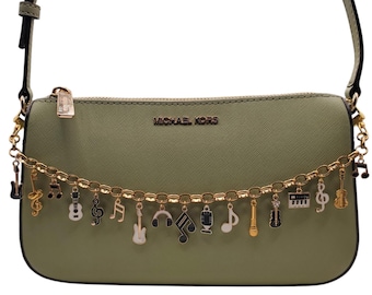 13 inch Gold Chain Handbag Charm: Music