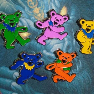 Grateful Dead Pins Dancing Bears Hat Pin Enamel Metal Lapel Pin Brooch Jerry Bears Marching Jerry Garcia