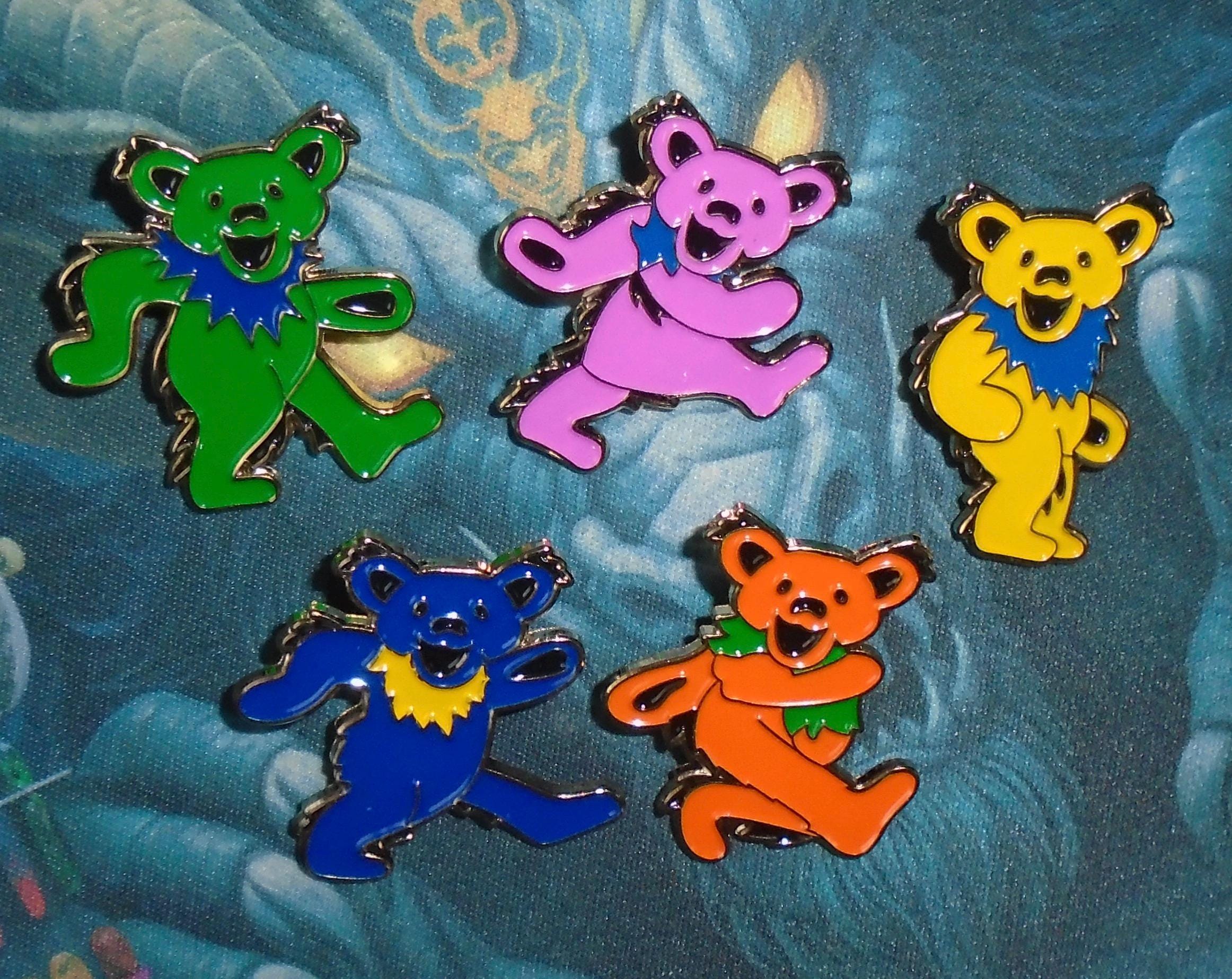 Grateful Dead Dancing Bears Enamel Pin Set - Jerry Garcia Brooch