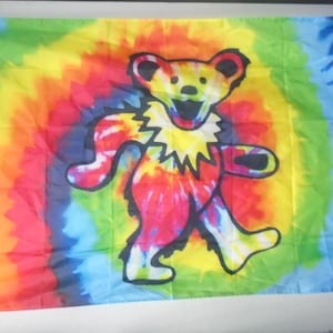 Grateful Dead Tie Dye Dancing Bears Flag 3x5 Banner Rainbow swirl