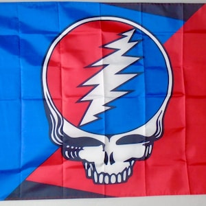 Grateful Dead Steal Your Face Flagge 90x150 cm Rot Weiß Blau Schwarz Totenkopf Blitz