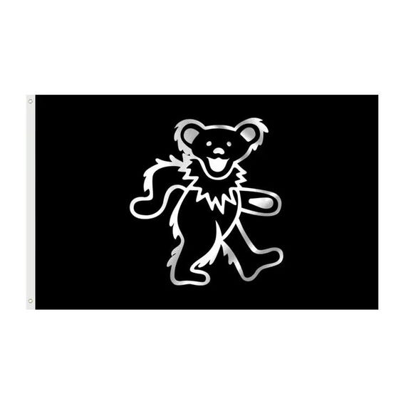 GRATEFUL DEAD 3'X5' FLAG Dancing Bear Black and White Jerry Bear
