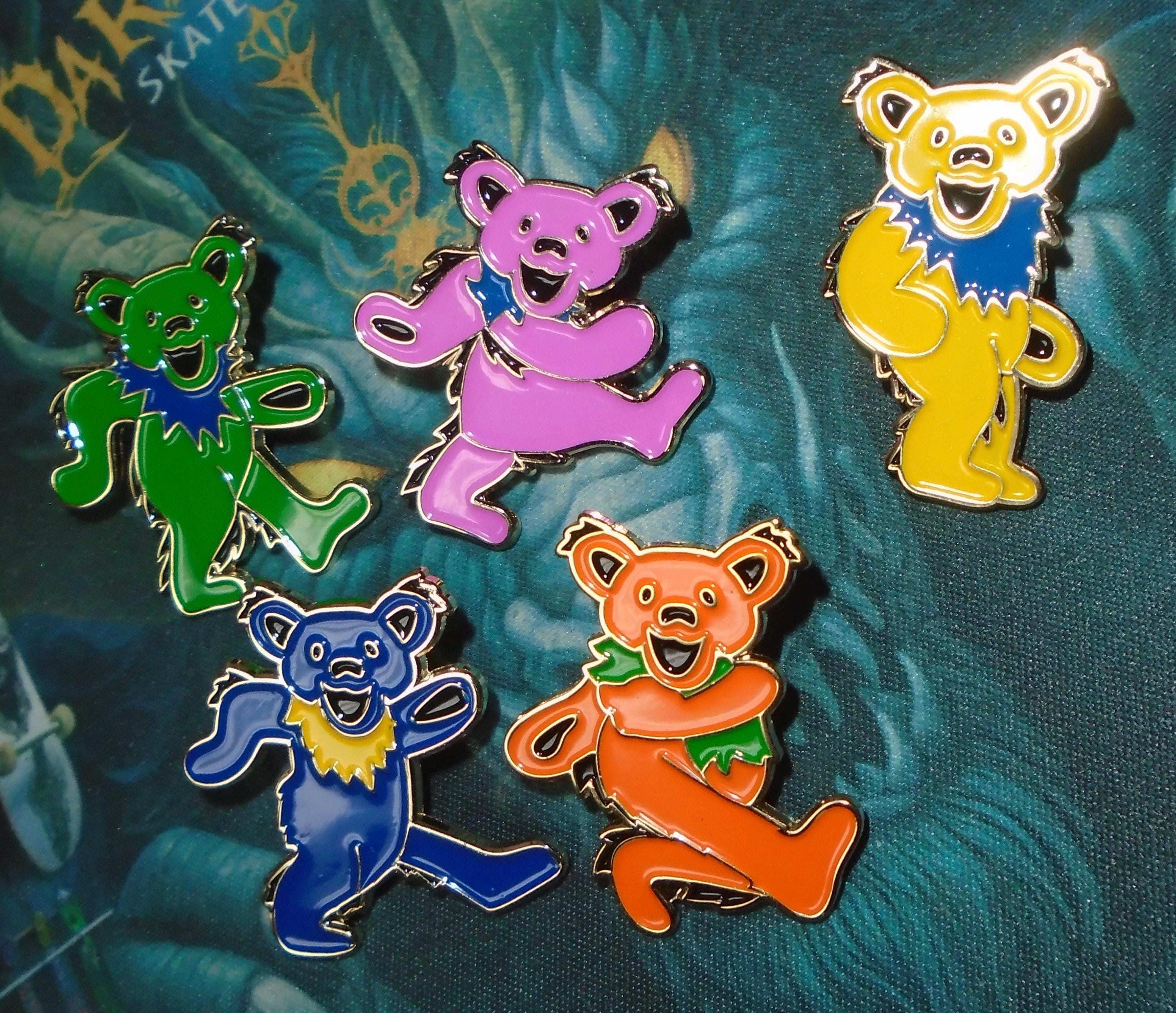 Grateful Dead Dancing Bears Enamel Pin Set - Jerry Garcia Brooch