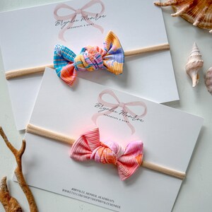 Sommer Strand Print Nylon Baby Stirnband, Neugeborene Nylon Stirnband Schleife, Baby Schleifen, rosa Baby Stirnband, helles Baby Stirnband