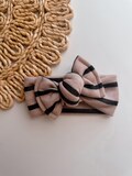 Black and tan striped baby girl headwrap, chunky knot bow headband, newborn headbands, toddler headband, neutral baby headbands