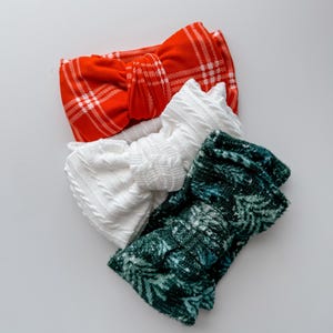 Christmas oversized baby headwraps, holiday baby headbands, Christmas baby bows, baby girl headbands, soft stretchy, big bow headbands