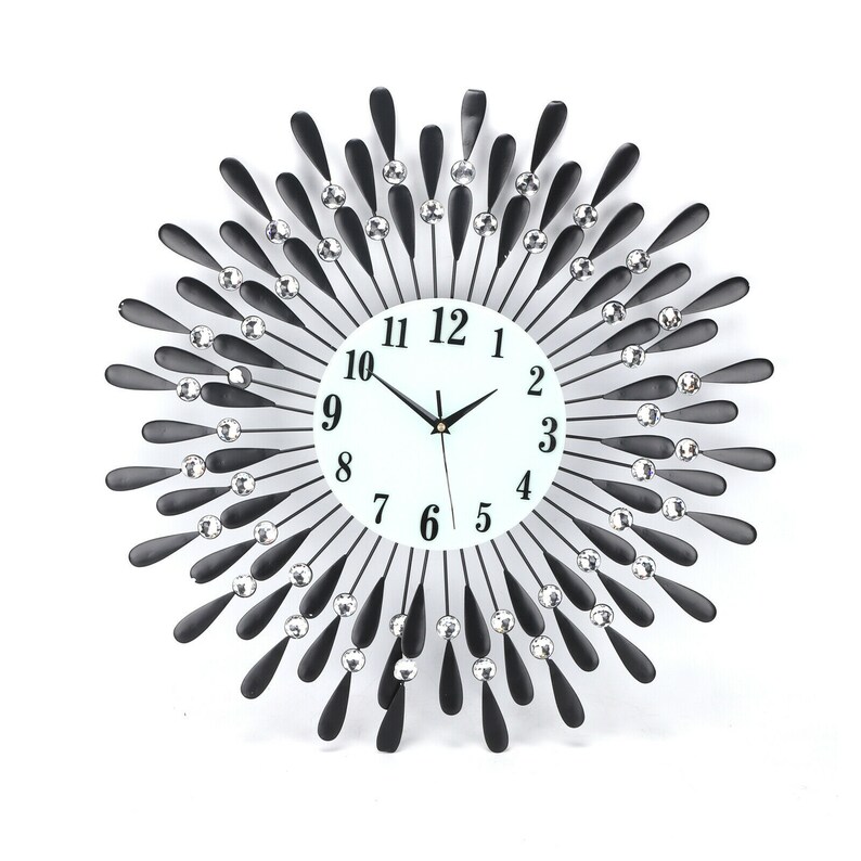 H4Y Extra Large Diamante Crystal Modern 3D Sunburst Wall Clock Etsy UK