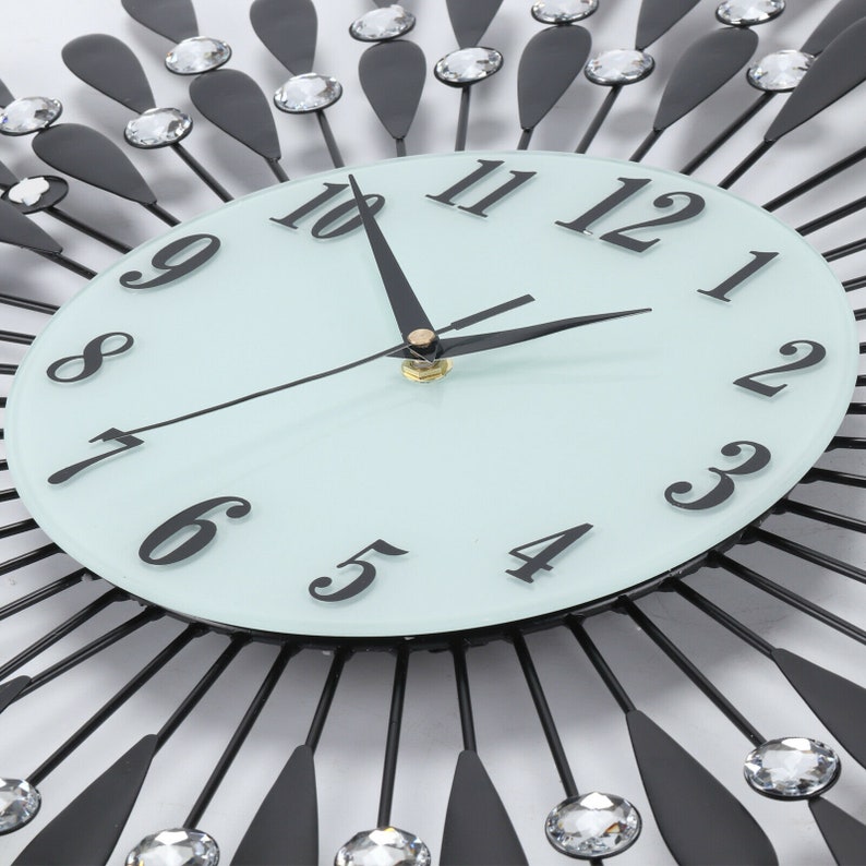 H4Y Extra Large Diamante Crystal Modern 3D Sunburst Wall Clock Etsy UK