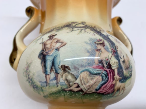 Vintage KLM Staffordshire England Ceramic Vase Orange Glaze Plant