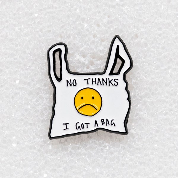 Plastic Bag Soft Enamel Pin by Amanda Wu