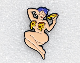 Pizza Babe Soft Enamel Pin by Liam Cotter