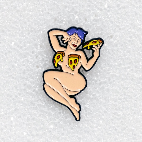 Pizza Babe Soft Enamel Pin by Liam Cotter