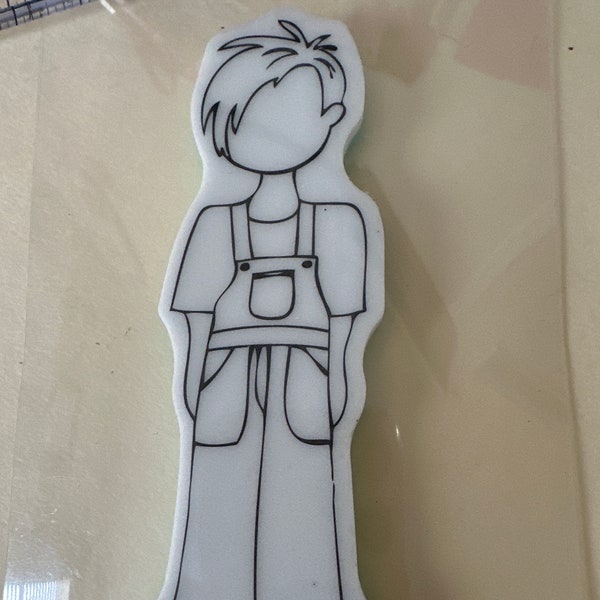 new boy with overalls cling rubber stamp