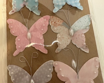 6 pack 3-D butterfly embellishments “dreamy” collection
