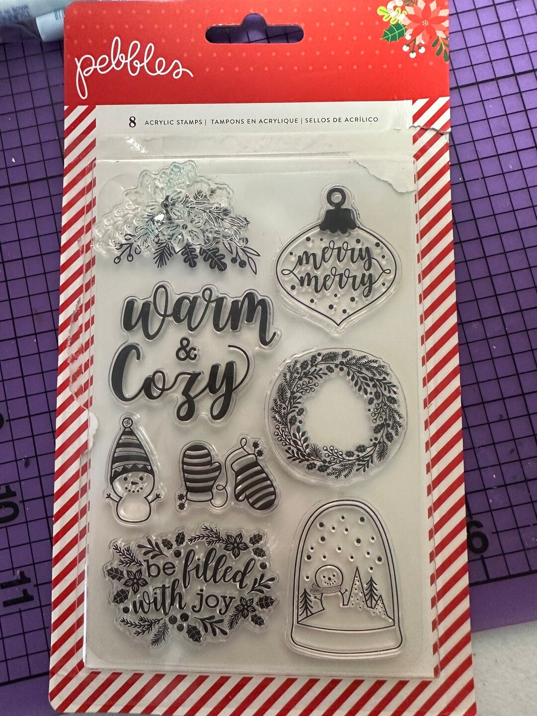 Pebbles 7 Piece Clear Acrylic Christmas Stamps Etsy