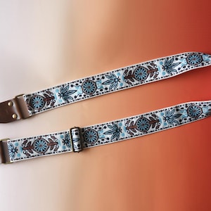 Personalized Handcrafted Strap for Guitar and Bass, Embroidered Floral Design, Custom Guitar Strap, Practice Guitar Strap, Gift for Musician