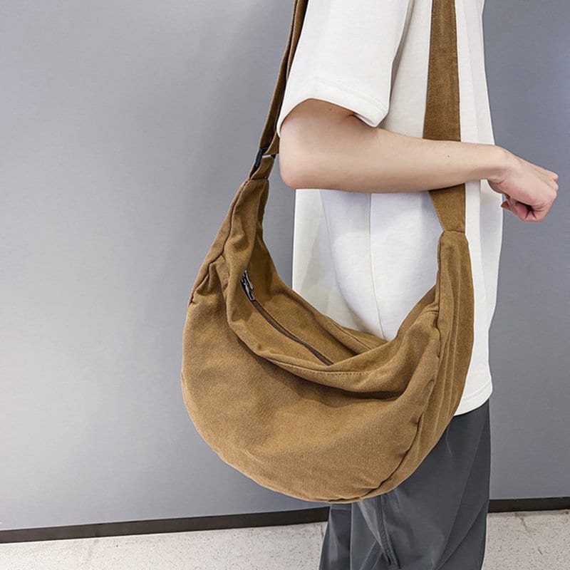 Crescent-Shaped Designer Crossbody Chain Handbag, Grey – Thale Blanc