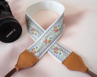 Floral Camera Strap, Embroidered Camera Neck Strap, Adjustable Camera Shouler Strap, Photographer Essential, Camera Accessory