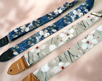 Floral Guitar Strap, Custom Guitar Strap with Name, Personalized Guitar Strap, Guitarists Gift