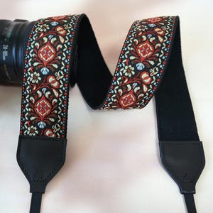 Boho blommig kamerarem, broderad kamerahalsrem, justerbar fotorem, oumbärlig fotograf, kameratillbehör
