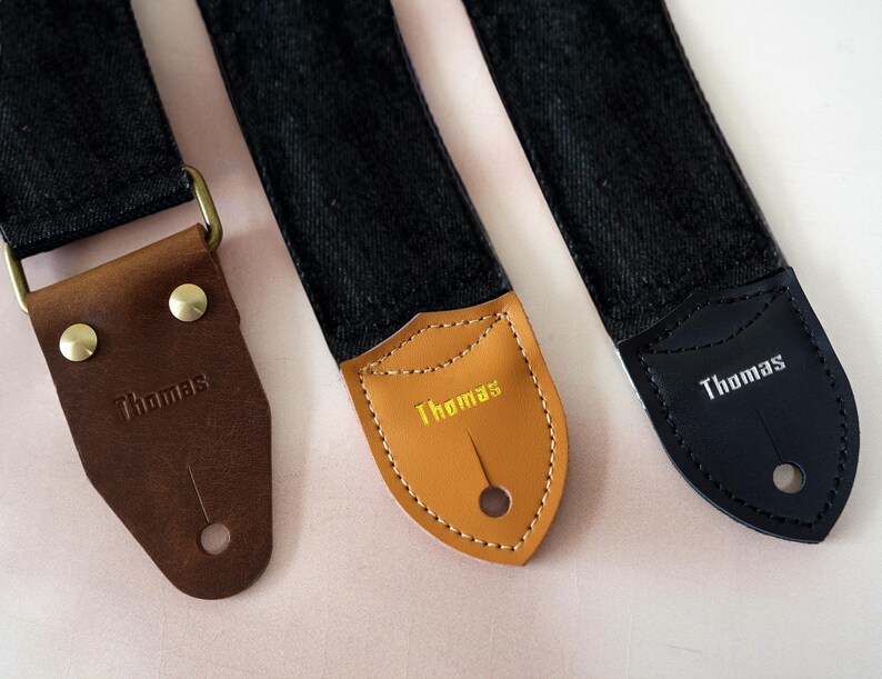 Correa de guitarra multicolor con perros de varias razas, puntas de cuero genuino personalizadas con nombre, correa de terciopelo, cómoda de llevar, ideal para guitarristas imagen 14