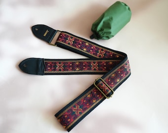 Pasek do gitary Classique Floral, spersonalizowany pasek do gitary z imieniem, spersonalizowany pasek do gitary, prezent dla gitarzysty, prezent urodzinowy, trwałe tkane paski