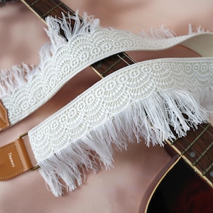 Bohemia-Style Guitar Strap with Fringe Details, Woven Guitar Strap, Custom Strap for Electric, Acoustic or Bass Guitars, Guitarist Gift
