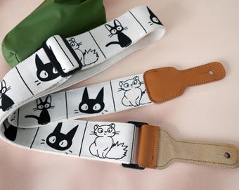 Cute Cartoon Guitar Strap, Custom Guitar Strap with Name, Personalized Guitar Strap, Guitarists Gift, Birthday Gift, Japanese Art Strap