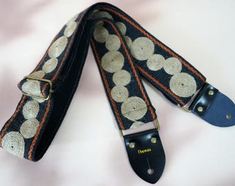 Desiger Woven Fabric Guitar Strap, Custom Strap for Electric, Acoustic or Bass Guitars, Instrument strap, Guitarist Gift