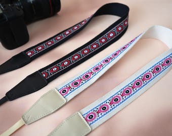 Ethnic Embroidery Camera Strap, Handcrafted DSLR Strap, Durable Camera Neck Strap, Anti-Slip Camera Strap, Photographer Gift, Camera Gear