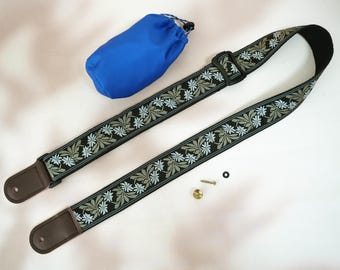 Floral Ukulele Shoulder Strap, Lightweight Ukulele Strap, Handcrafted Ukulele Shoulder Strap, Durable Instrument Strap, Ukulele Player Gift